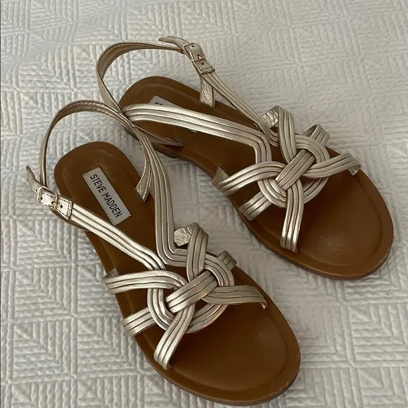 Steve Madden Gold Strappy Sandals - Picture 2 of 6